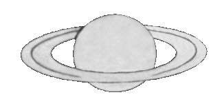 Rysunek Saturna z zaznaczonymi najwyraźnieszymi szczegółami
