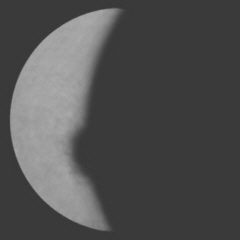 Rysunek tarczy Wenus ze szczegółami terminatora